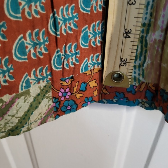 Patchwork Reversible Cotton Maxi Skirt 3X Elastic Waist Boho Hippie Festival - Picture 11 of 11